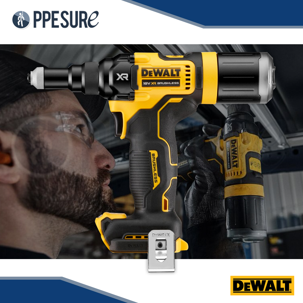 45. ชุดเครื่องยิงรีเวทไร้สาย DEWALT DCF403NT 18V พร้อมแบตเตอรี่ 5.0Ah และแท่นชาร์จ สำหรับรีเวทขนาด 2.4–5.0 มม.