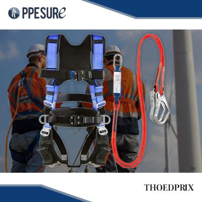 72. THOEDPRIX+ เข็มขัดนิรภัย พร้อมเชือกนิรภัย 2 ตะขอ (Lanyard เชือกแดง)